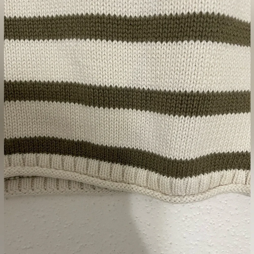 Madewell Conway Pullover Sweater Cream With Green Stripes Size XS